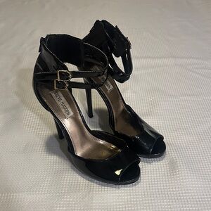 Steve Madden Patent Leather Black Peep-Toe Heels